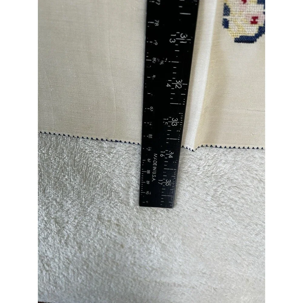 Vintage Asian Silk Tablecloth Lantern Cross Stitch Embroidery Beautiful !